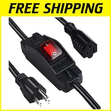 15 Ft Black Outdoor Extension Cord with Waterproof Switch