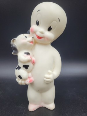 Vtg 60s Casper Friendly Ghost W/Puppy Rubber Squeak Toy, Harvey Famous Cartoons!