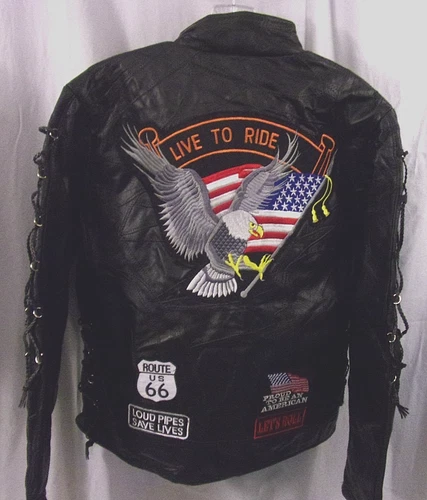 diamond plate buffalo leather jacket New With Tags Size Med Great Gift Item - product listing photo