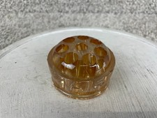 Vintage Marigold Carnival 8-Hole Glass Flower Frog Holder