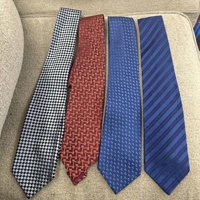 Recent Lot of FOUR STUNNING Charvet Place Vendome Silk Blue & Red Ties France