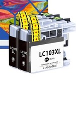 2 LC103BK for Brother LC103XL LC103 XL BLACK Ink Cartridge High Yield MFC-J470DW
