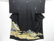 7656043: JAPANESE KIMONO / TOMESODE / SILK / SCENERY OF PEOPLE IN THE PAST / ART