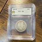 ICG G6 1909-S Barber Quarter 25C Silver Business Strike Cert 2004460101