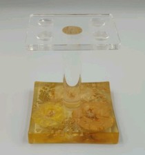 Vintage Dried Flowers In Lucite Toothbrush Holder