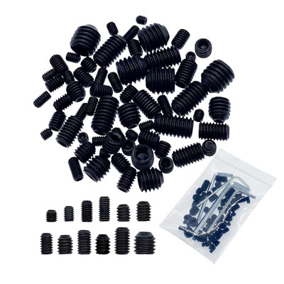 60pcs Set Screws, Set Screws Assortment Kit, Grub Screws M3 M4 M5 M6 M8 for Home