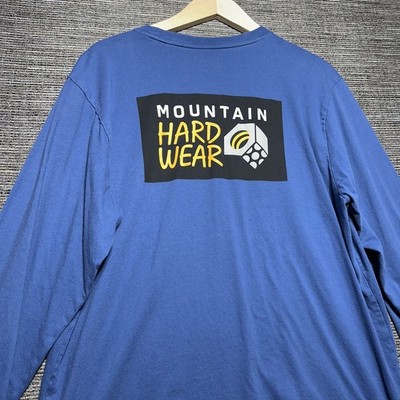 Mountain Hardwear Shirt Men's XL Blue Long Sleeve Big Back Box Logo