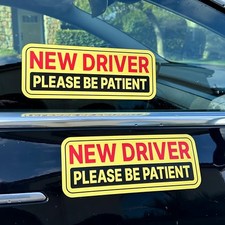 New Driver Stickers Non-Magnetic for Cars Windows - Reusable, 2 Yellow