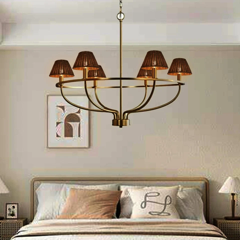 Candelabros de ratán, juego de 6, pantallas de repuesto tejidas para mesa La... Foto 3 de 4