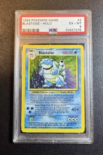 Pokémon TCG Blastoise Base Set Holo Rare 2/102 PSA 6 1999 English