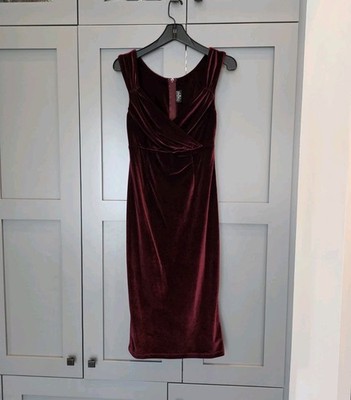 Rock Steady Burgundy Velvet Midi Dress Event Holiday Medium Whimsigoth Mob  Wife | eBay