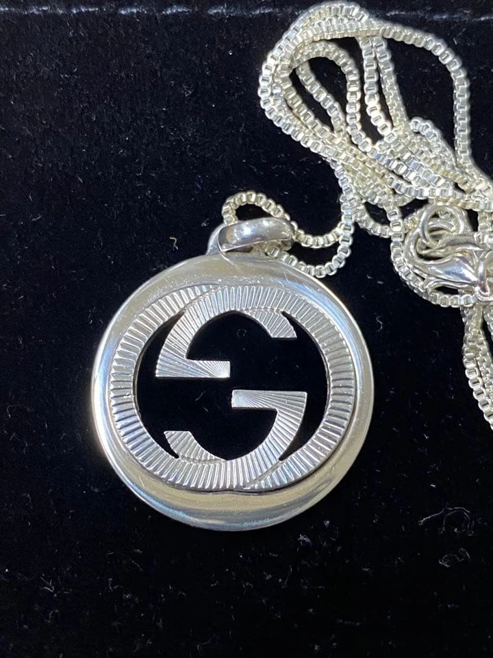 GUCCI Collana Ciondolo Catena Veneziana Argento 925 Accessorio Donna Autentico - Immagine 4 di 4