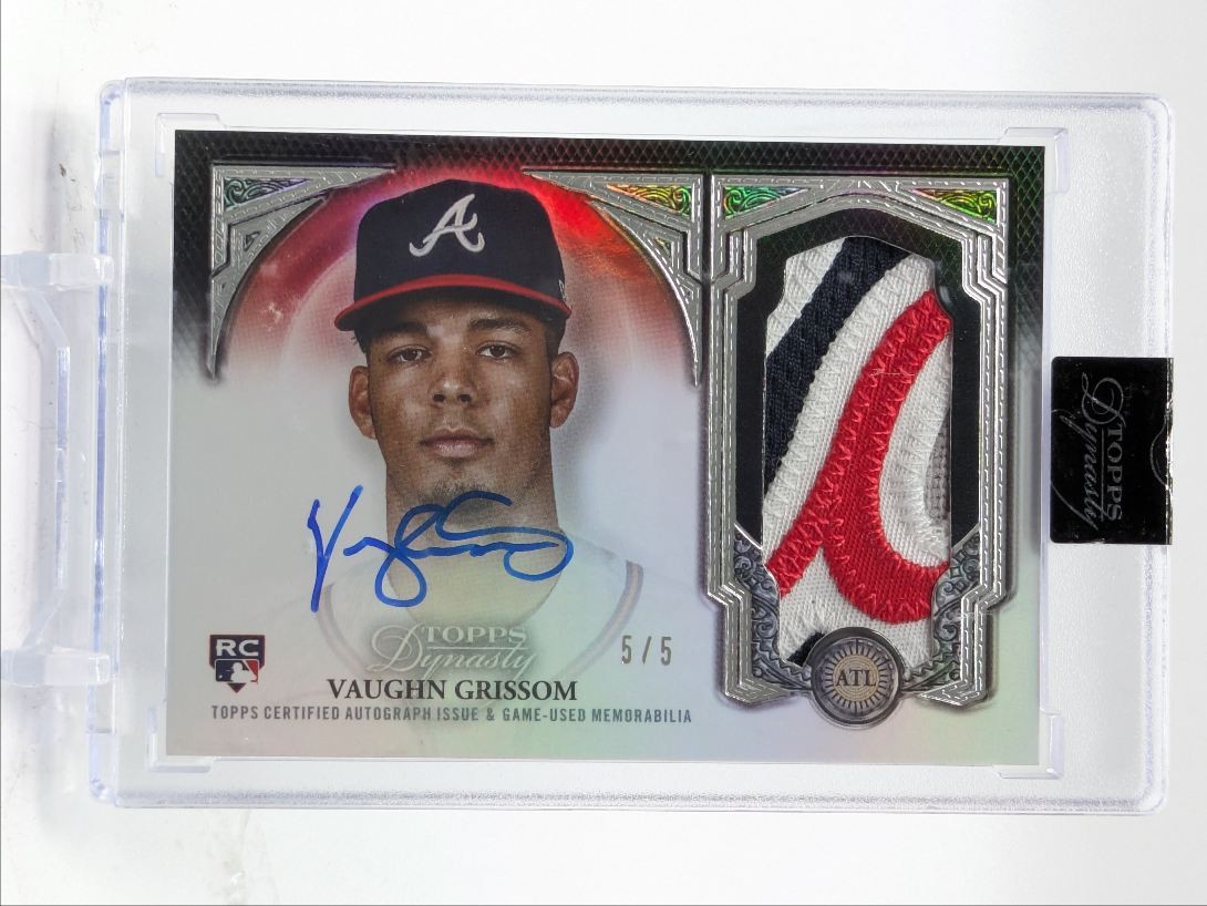 VAUGHN GRISSOM 2023 TOPPS DYNASTY RPA ROOKIE PATCH SILVER RC AUTO 5/5 Q4274