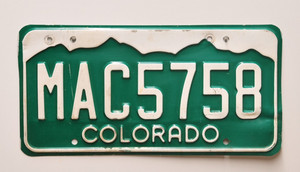 Vintage Colorado Passenger License Plate "MAC5758"