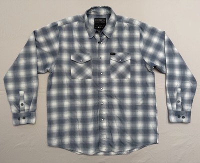 Dixxon Flannel THE SUMMIT White Gray Plaid Pearl Snap Button Up Men s Size XL
