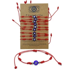 Evil Eye 7 Knot Lucky Bracelets Adjustable Handmade Braided Good Luck Bracele...