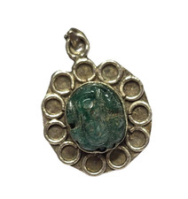 4.1cm Retro Sterlingsilber Anhänger Natürlich Onyx Ganesh Geschnitzter Edelstein