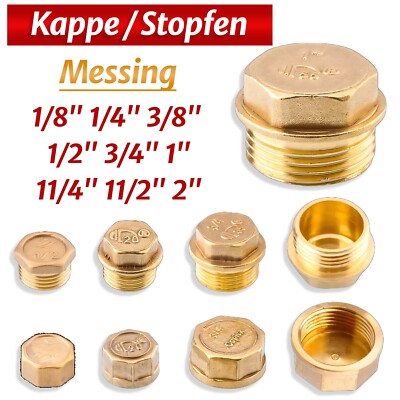 Kappe / Stopfen Sechskant aus Messing Gewindefittinge Fittings Schraubfitting