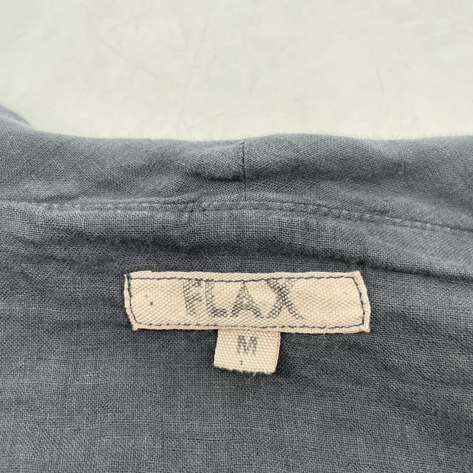 Blazer FLAX Mujer Talla M 100% Lino Grande Gris Frontal Abierto Cardigan Bolsillos Foto 4 de 4