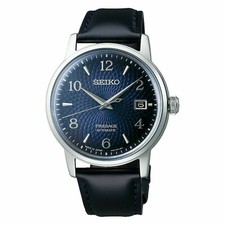 Seiko Men's Presage Automatic Blue Dial Leather Strap Watch SRPE43