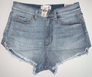 pink high waisted denim shorts