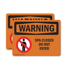 (2 Pack) Spa Closed Do Not Enter OSHA Warning Sign Decal Metal Plastic