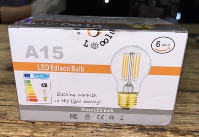 A15 LED Edison Bulb 6 Pack 8W Clear 4000K Brand New In Box