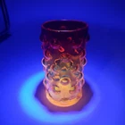 Blenko Tangerine Amberina Hobnail Bubble Glass Tumbler Vase 6" T