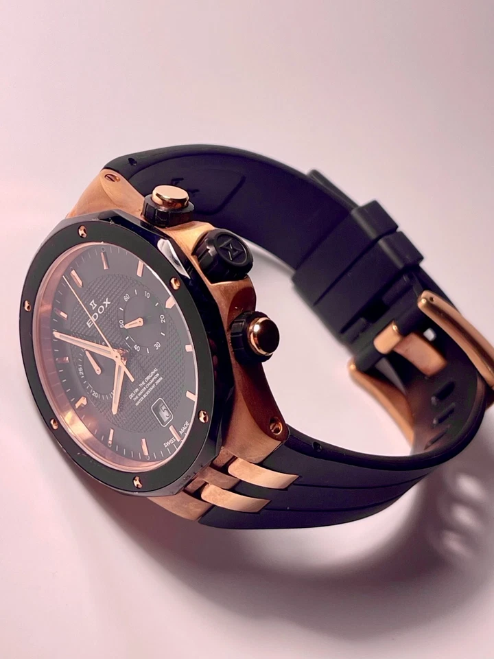 Edox Delfin Chronograph Rosegold/Stainless 43mm Quartz Watch 10110 357RNCA NIR - Image 4 of 4