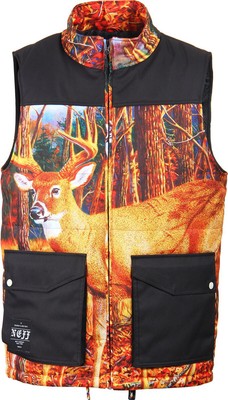 Neff Chalet Quilted Vest, Men's Size Large, Deer Print Black New