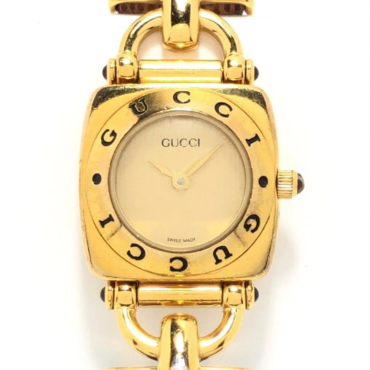 Montre Femme GUCCI 6400L Quartz Or Swiss Made Cadran Blanc Fonctionne
