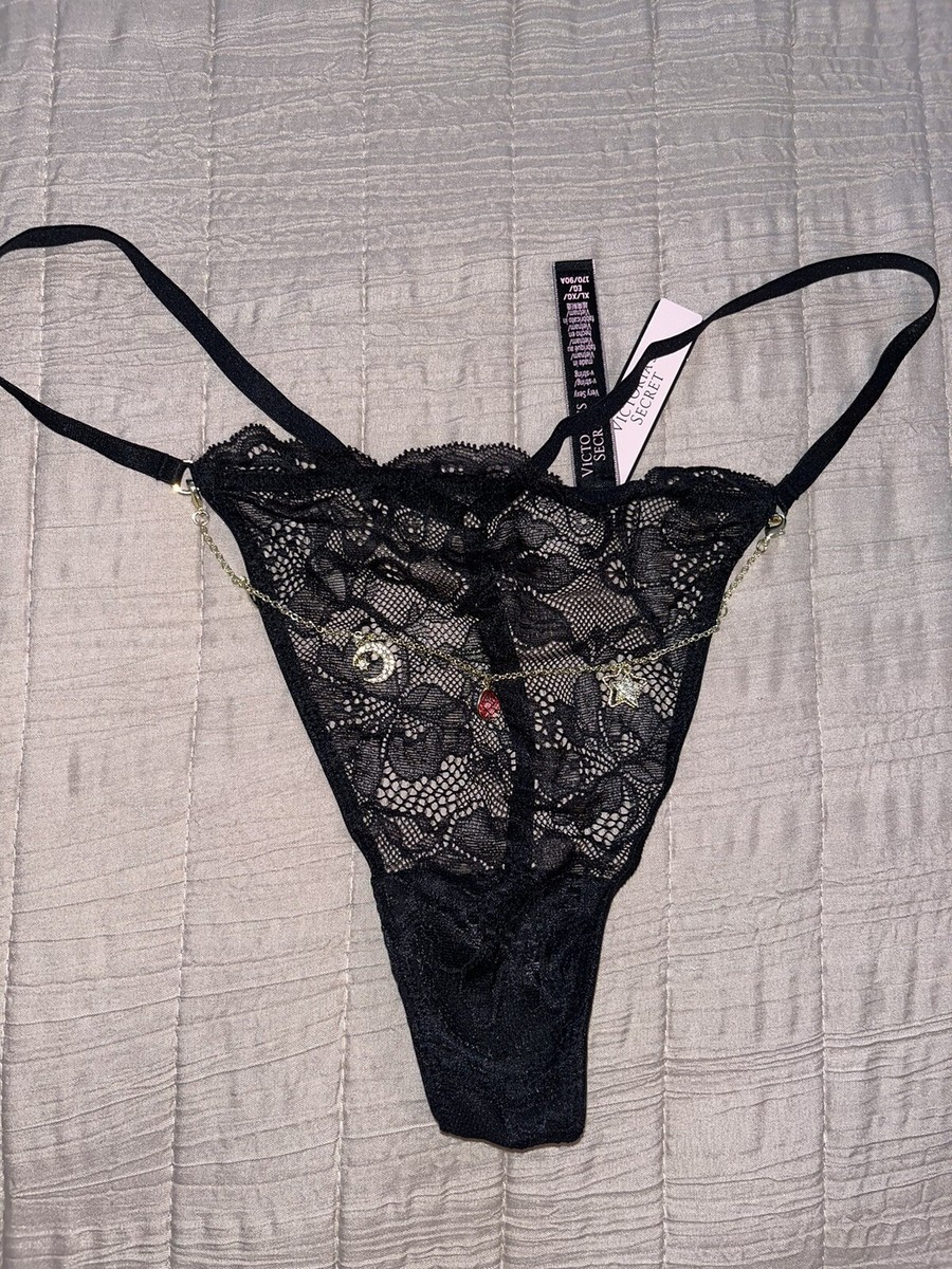 Victoria's Secret Bombshell Shine Thong Panty - Rhinestone Details With Detachable Chains