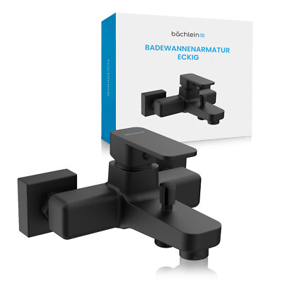 Bächlein Badewannenarmatur in Kantigem Design Chrom/ Schwarz Wannenarmatur