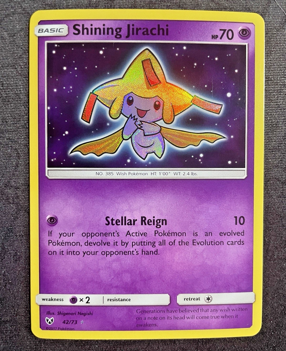 Shining Jirachi 42/73 SHINY HOLO RARE Shining Legends Pokemon TCG 2017 NM