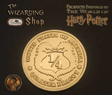 Quarter Dragot Quarck Coin, USA Wizarding Currency, Harry Potter, Gringotts HP