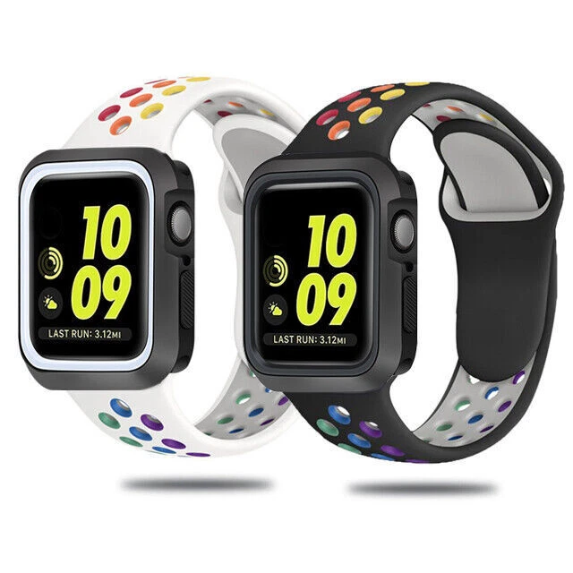 Silicone Watch Strap Band + Case Cover For Apple Watch iWatch 7 6 SE 5 4 3 Sport - Image 2 of 4