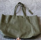 American Eagle genuine soft pebble leather tote green Pre Owned