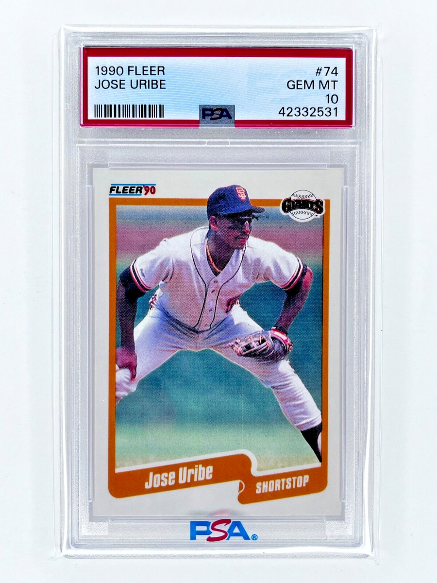 1990 FLEER JOSE URIBE #74 BIRTH YEAR ERROR BORN 60 SHOULD BE 59 PSA 10 GEM  MINT