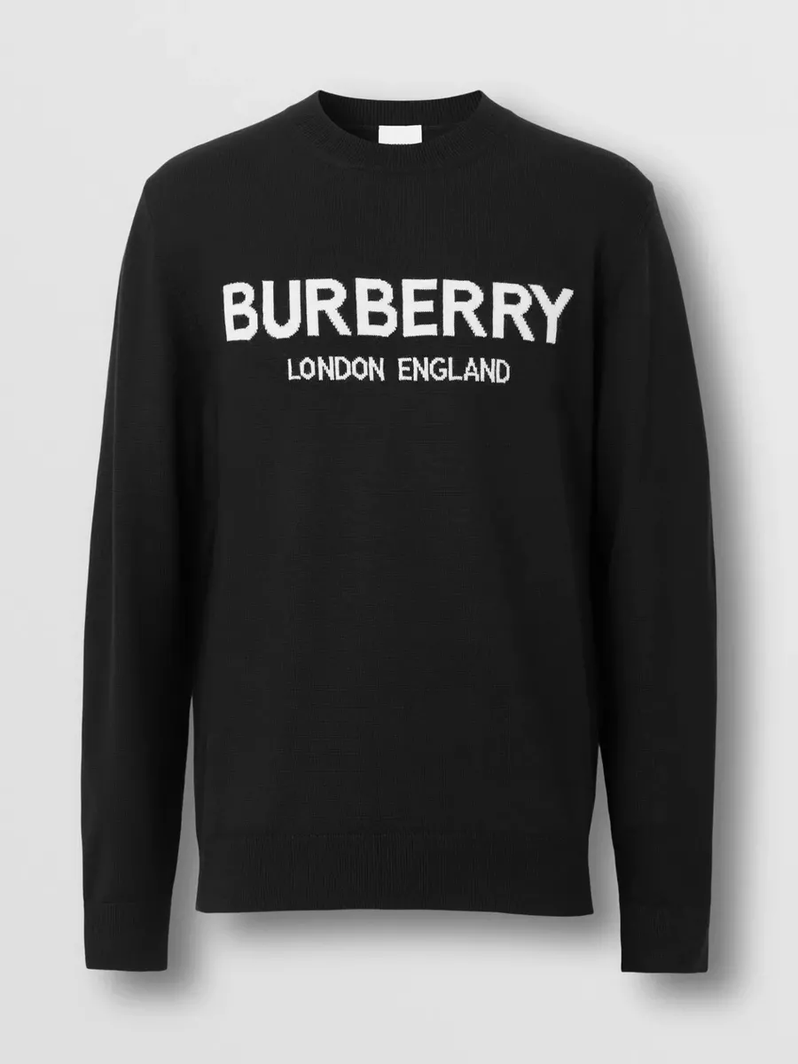 burberry Logo Intarsia Wool Blend Sweater L eBay
