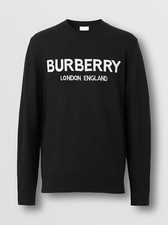 burberry Logo Intarsia Wool Blend Sweater L 
