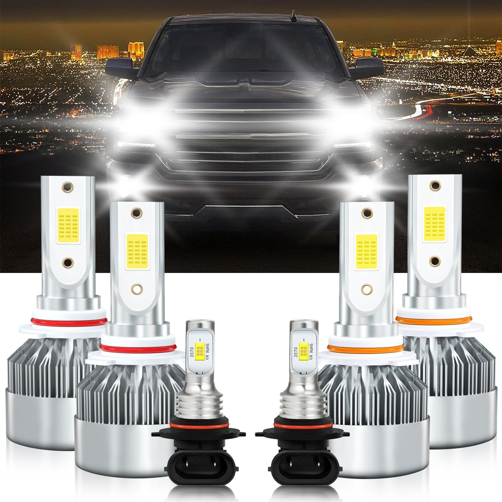 LED Headlight Fog Light Bulbs For Chevrolet Silverado 3500 Classic 2007-2007