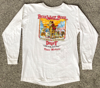 Vintage 1988 Bear-Whiz Beer Bear Shirt L Single-Stitch - Upper