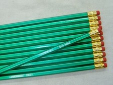 12 Hexagon "Green" Metallic Painted Personalized Pencils
