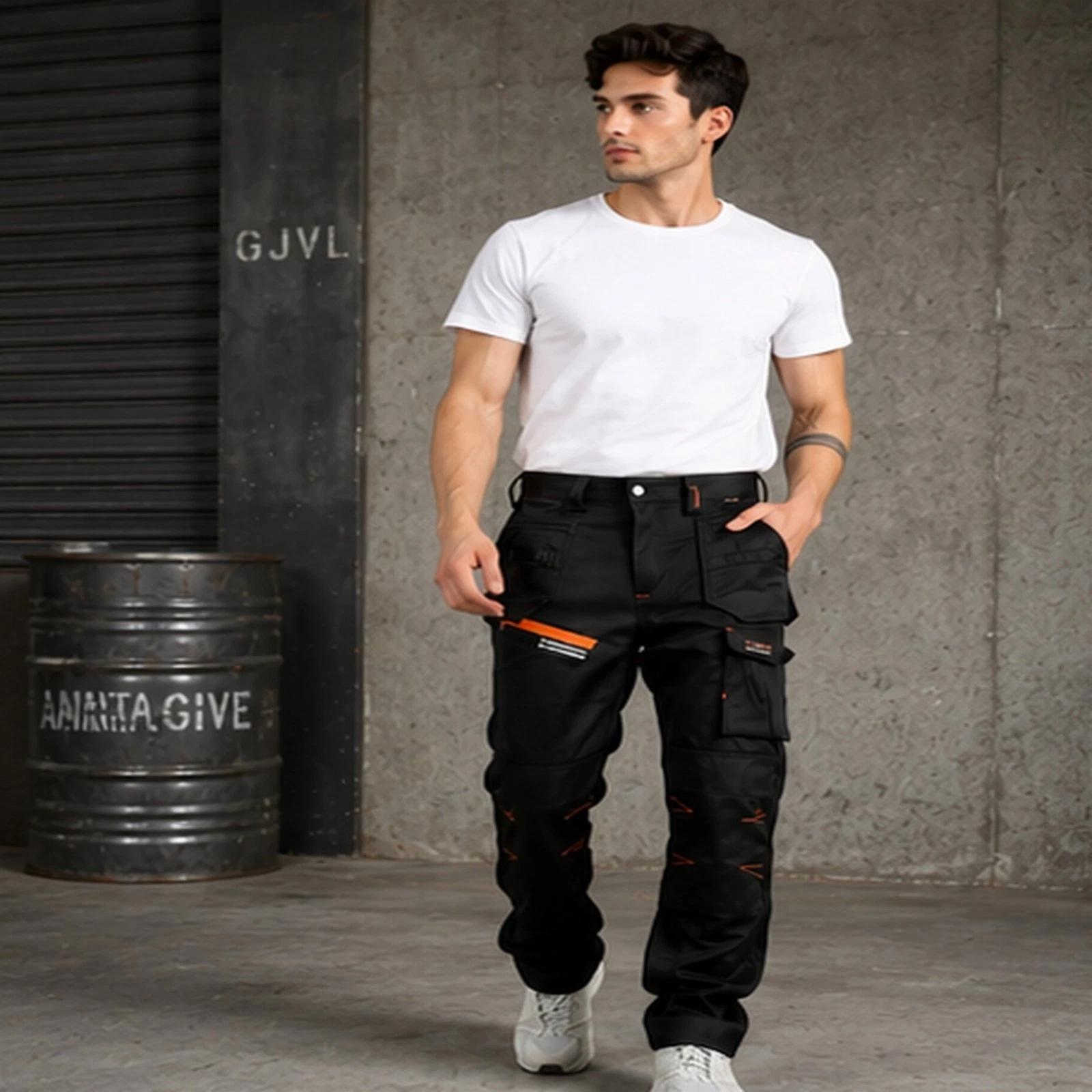 Mens Softshell Fleece Lined Holster Knee Pad Pocket WorkwearWaterproof Trousers