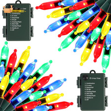 2 Pack Battery Operated Christmas Lights, Total 100LED 32FT Christmas Lights Ou