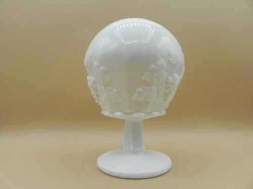 Vintage WESTMORELAND Panel Grape Ivy Ball Pedestal Milk Glass Vase