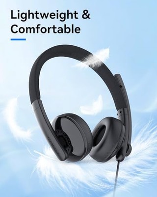 EMEET HS50 WIRED HEADSET ON-EAR COMPUTER HEADPHONES COMPUTER HEADSET - BLACK