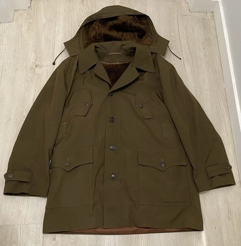 Vintage 80s Yugoslav Field Jacket Coat Makedonija Sport Lined Hooded Brown Sz 52 - product listing photo