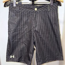 Under Armour Boys Loose Performance Shorts Size YM adjustable waist. black strip