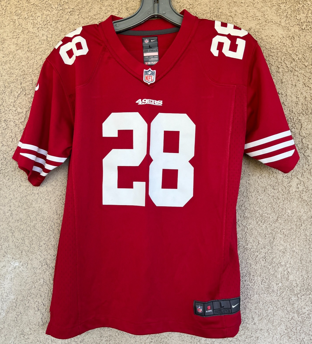 Nike On-Field San Francisco 49ers Hyde #28 NFL Football Jersey Youth 14/16  Large